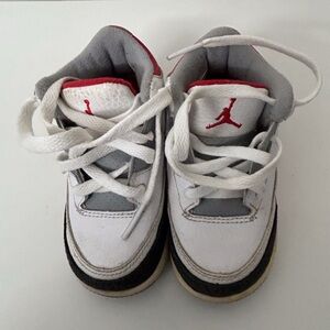 Kids White and Black Jordan Shoes